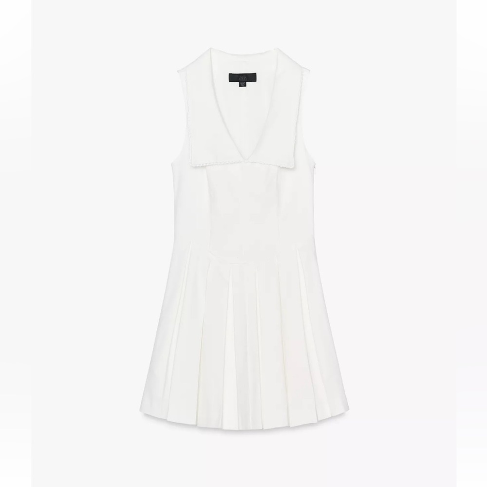 Zara White Sleeveless Pleated Dress - NWT - Size Small